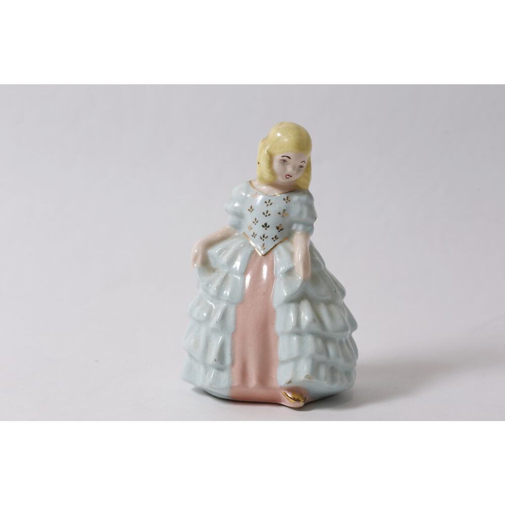 60s French Provincial Vintage MCM Eduardian-style Girl in Blue Dress Porcelain